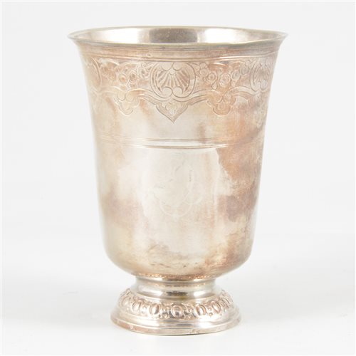 Lot 43 - French silver beaker, Henri Nicolas de Brie, Paris, circa 1760.