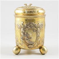 Lot 63 - Russian silver gilt lidded tankard, maker's marks SV and Cyrillic MC, Moscow, 18th Century.
