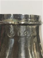 Lot 104 - Pair of Queen Anne Britannia Standard baluster-shape casters, probably Charles Adam, marks rubbed.