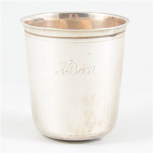 Lot 46 - Small French silver beaker, possibly Louis Alexandre Bruneau, Paris 1820's.