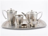 Lot 76 - Pressed and cut glass fruit bowls, Old Hall stainless steel tea set, etc.