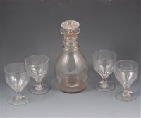 Lot 18 - George II conical shape wine glass; wrythen moulded glasses, and rummers (17)