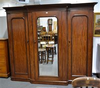 Lot 326 - Victorian mahogany breakfront triple wardrobe