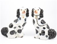 Lot 5 - Two 19th Century Staffordshire King Charles spaniels