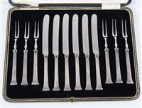 Lot 233 - Set of six dessert knives and forks