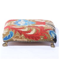 Lot 331 - Footstool, gros point needlework top