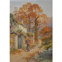 Lot 287 - Constance M Breatherton, Girl with brushwood, watercolour