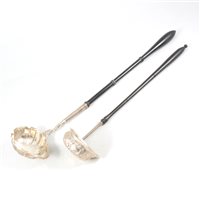Lot 137 - George II silver punch ladle, Isaac Cookson, Newcastle, 1750; and another ladle.