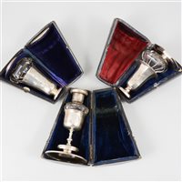 Lot 129 - Victorian silver three-piece Communion set, Nathaniel Mills,, Birmingham 1843; and two others.