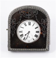 Lot 219 - A Goliath open face pocket watch in a tortoiseshell travelling case with pique decoration