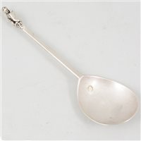 Lot 145 - James I silver Lion sejant spoon, maker's mark mullet over annulet, London, possibly 1620.