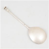 Lot 147 - Elizabeth I silver seal top spoon, William Cawdell, London, 1597.