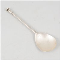 Lot 147 - Elizabeth I silver seal top spoon, William Cawdell, London, 1597.