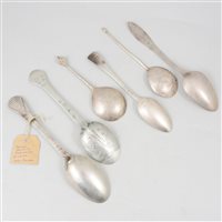 Lot 51 - German silver tablespoon, ascribed to Johann Heinrich Freiderich, Elbing; and five others.