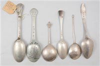 Lot 51 - German silver tablespoon, ascribed to Johann Heinrich Freiderich, Elbing; and five others.