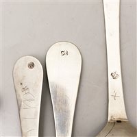 Lot 51 - German silver tablespoon, ascribed to Johann Heinrich Freiderich, Elbing; and five others.