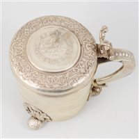 Lot 13 - Scandinavian silver tankard, marked HN conjoined, mid 18th century.
