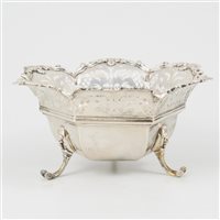 Lot 52 - Continental hexagonal bowl, maker's mark RH, probably Belgium, 19th century.