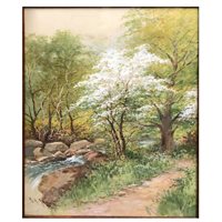 Lot 291 - G H Jenkins, Woodland river, watercolour; and other works by H J Rhodes, A E Perrin, and G Denham (4)