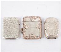 Lot 282 - Three silver vesta match cases, George Unite Birmingham 1882