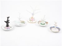 Lot 96 - A large quantity of ring trees (approx. 40), including Limoges and Arcadian crested china.