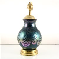 Lot 93 - An Okra Glass iridescent table lamp by Richard P Golding
