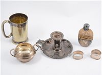 Lot 165 - A silver scallop shape butter dish and sugar basin; and a small collection of silver plate.