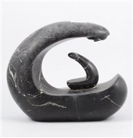 Lot 223 - An abstract black marble sculpture of Madonna and Child