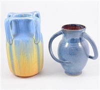 Lot 134 - Ruskin four-handled vase, together with other assorted decorative pottery