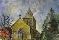 Lot 270 - Rigby Graham, Glaston Church, watercolour.