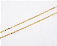 Lot 266 - A 9 carat yellow gold necklace, 2.7mm wide alternating groups of flat S links and bar links