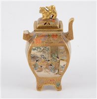 Lot 24 - Late 19th Century Japanese Satsuma koro and cover with kylin finial