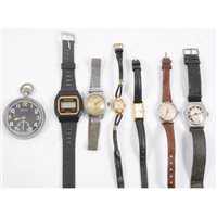 Lot 260 - Military issue Helvetia pocket watch, and other vintage wrist watches