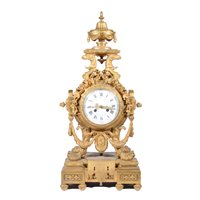 Lot 210 - Louis XVI style gilt metal mantel clock, circa 1900