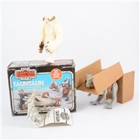 Lot 178 - Star Wars Tauntaun with open belly rescue feature, by Kenner Toys, in original box, and a Hoth Wampa figure unboxed, (2).