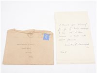 Lot 251 - A facsimile letter from Winston Churchill in pen on House of Commons embossed paper