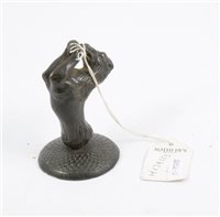 Lot 246 - A patinated cast bronze desk charter seal, the handle formed as a lion