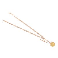 Lot 193 - A 9 carat rose gold double albert watch chain with sovereign attached, 5.4mm gauge solid curb links fitted with a T bar and two swivels