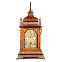 Lot 215 - Late Victorian figured walnut mantel clock