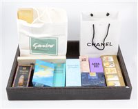 Lot 175 - Vintage Perfumes, a collection of perfumes,original packaging on a faux crocodile skin tray to include Miss Worth