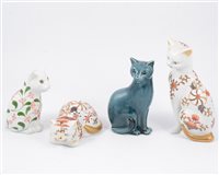 Lot 41 - A Beswick model of a Basset hound, a Winstanley model of a Siamese cat and a large collection of cat models