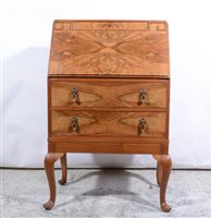 Lot 367 - Reproduction figured walnut bureau.
