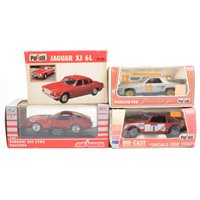 Lot 324 - Majorette and Polistil models, including Jaguar JX 6L, Toyota Celica GT, Porsche 928 and others, mostly 1:24 scale, all boxed, (14).