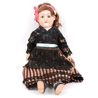 Lot 219 - Max Handwerck Germany bisque head doll, 0 1/4 head with sleeping eyes, open mouth, composition limbs and body, 50cm tall.