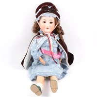Lot 220 - Schoenau & Hoffmeister Germany bisque head doll, 1909-6 star PH stamp, sleeping eyes and open mouth, composition limbs and body, 65cm tall.