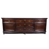 Lot 354 - Joined oak dresser base, 18th Century.
