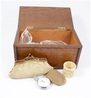 Lot 181 - Mahogany box containing assorted curios.