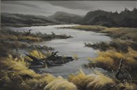 Lot 394 - Hulan Fleming, Quiet Place, oil on board.