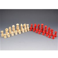 Lot 210 - Ivory chess set, circa 1850, St George shape, king size 6.8cm.