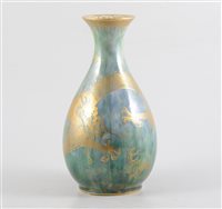 Lot 1 - Wedgwood baluster vase, lustre decoration with dragon on mottled ground, 23cm.